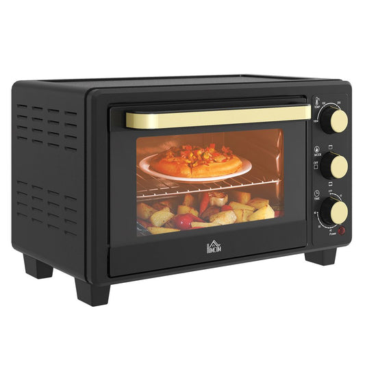 HOMCOM Mini Oven 16L Countertop Oven with Adjustable Temp Timer 1400W, Black