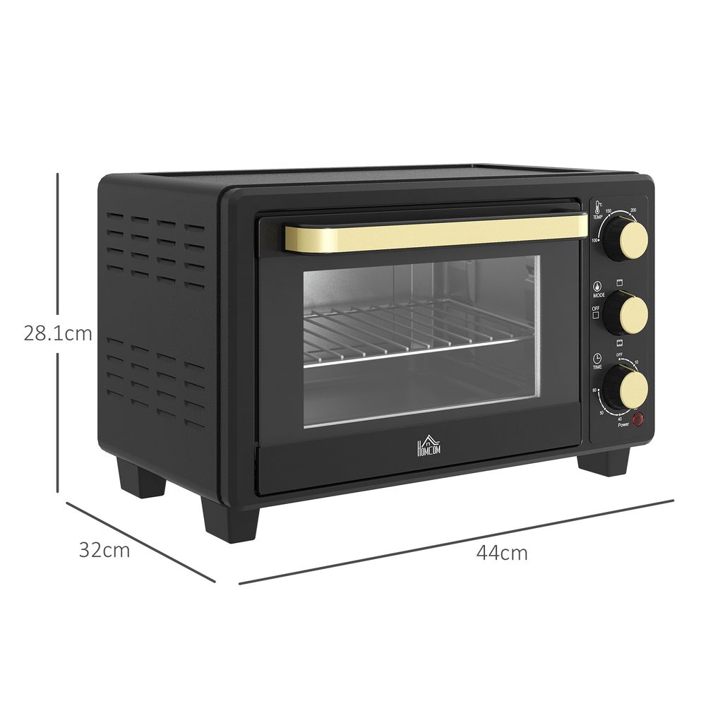 HOMCOM Mini Oven 16L Countertop Oven with Adjustable Temp Timer 1400W, Black